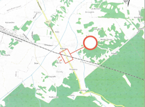 Mapa przedstawiająca lokalizację zamkniętego odcinka drogi
