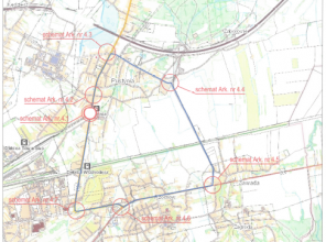 Mapa przedstawiająca orientacyjny plan objazdu