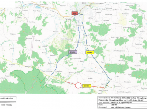 Mapa przedstawiająca orientacyjny plan objazdu